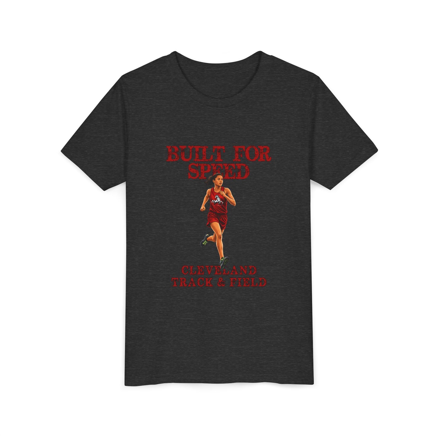 Youth Girls Tee 2 — "Built For Speed" Cleveland Track & Field Running Shirt