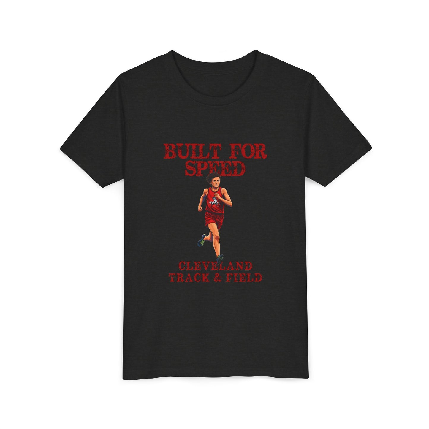 Youth Boys Track Tee 2— "Built for Speed" Cleveland Track & Field Running Shirt