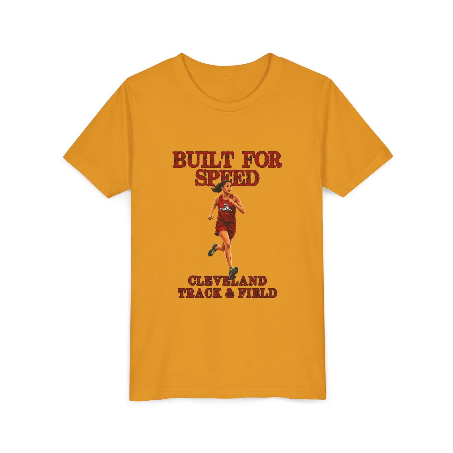 Youth Girls Tee 2 — "Built For Speed" Cleveland Track & Field Running Shirt