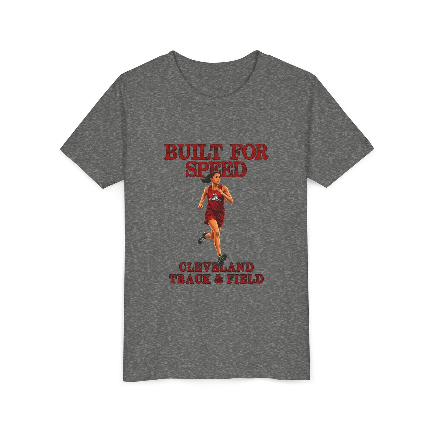 Youth Girls Tee 2 — "Built For Speed" Cleveland Track & Field Running Shirt