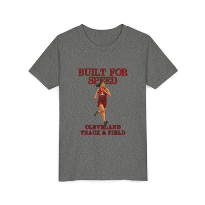 Youth Girls Tee 2 — "Built For Speed" Cleveland Track & Field Running Shirt