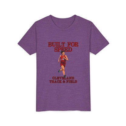 Youth Boys Track Tee 2— "Built for Speed" Cleveland Track & Field Running Shirt