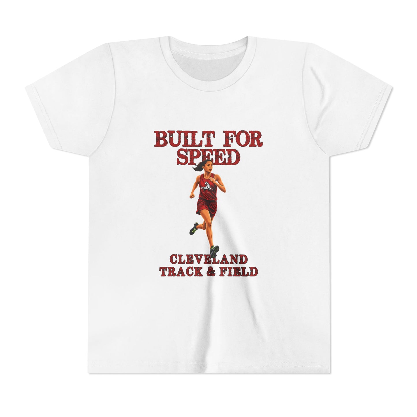 Youth Girls Tee 2 — "Built For Speed" Cleveland Track & Field Running Shirt