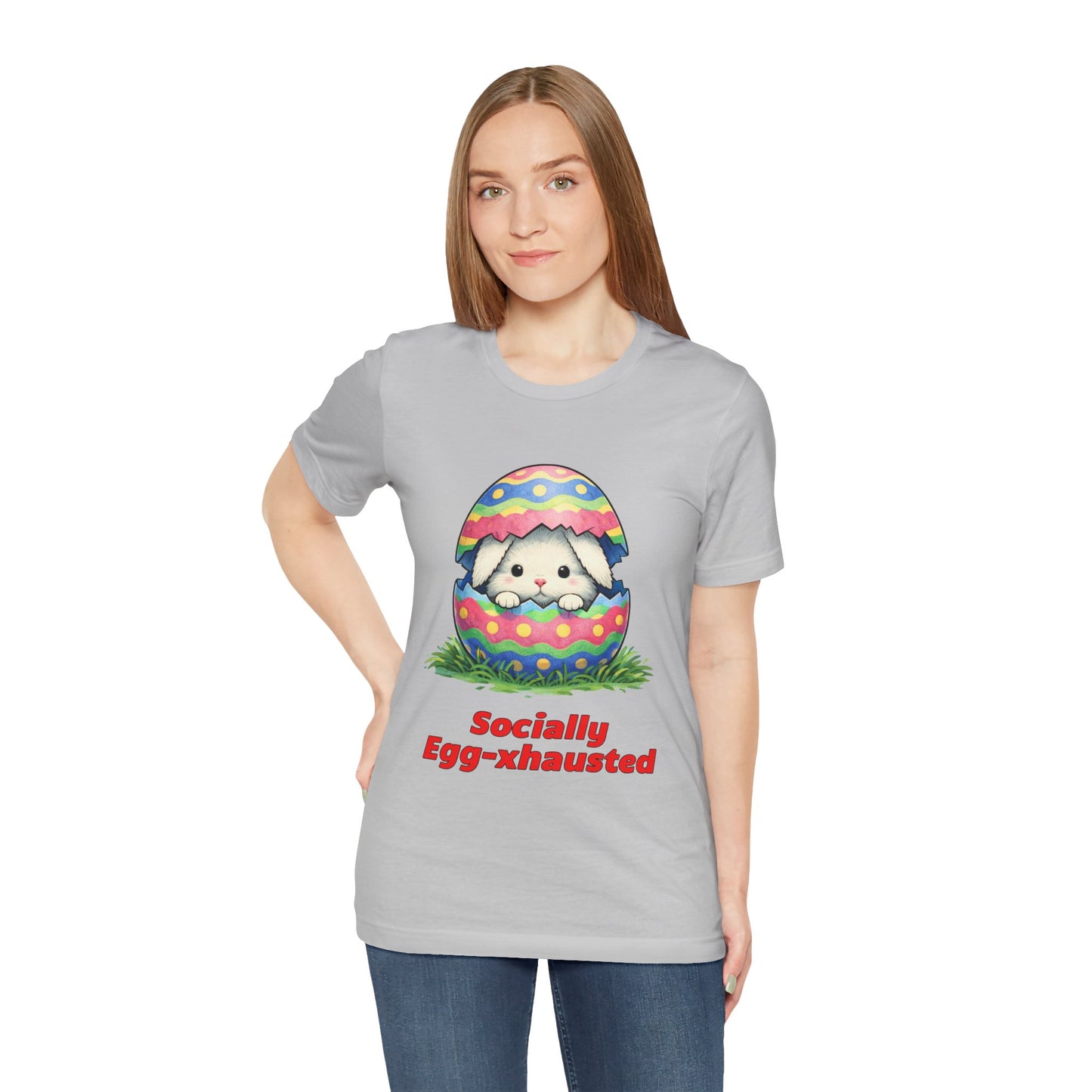 Socially Egg-xhausted - Easter Bunny T-Shirt