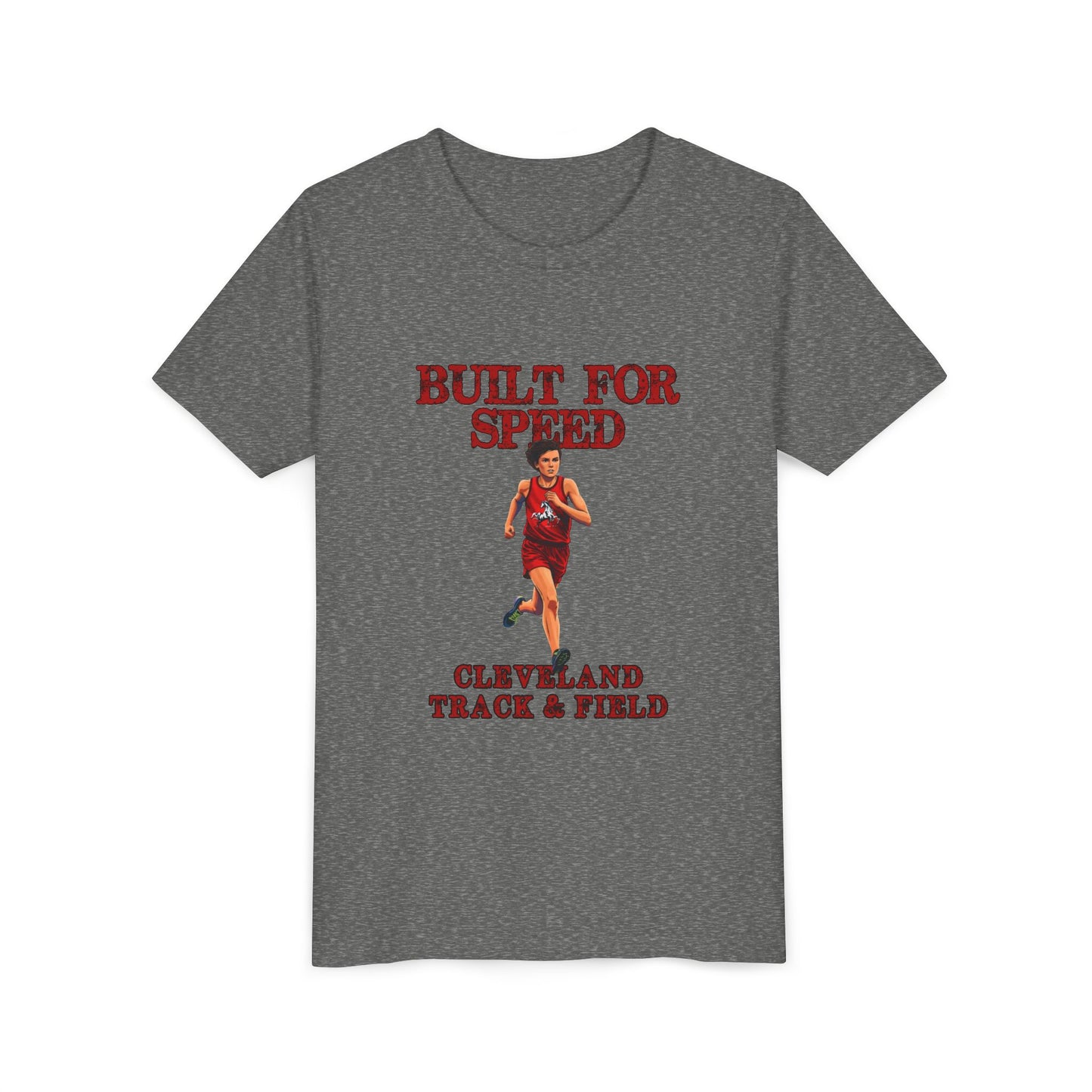 Youth Boys Track Tee 2— "Built for Speed" Cleveland Track & Field Running Shirt