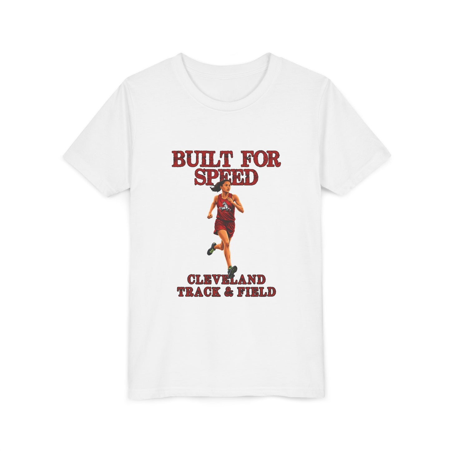 Youth Girls Tee 2 — "Built For Speed" Cleveland Track & Field Running Shirt