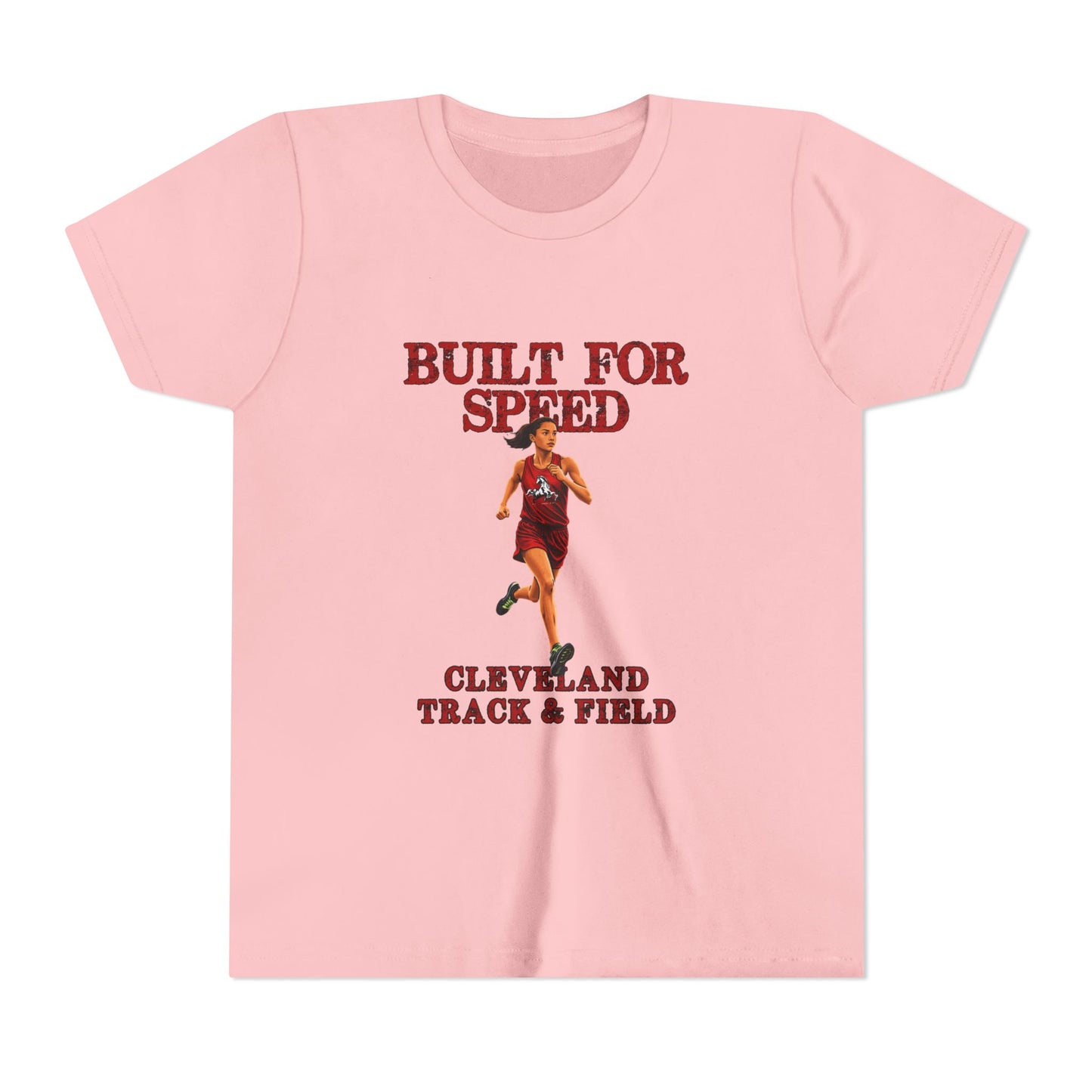 Youth Girls Tee 2 — "Built For Speed" Cleveland Track & Field Running Shirt
