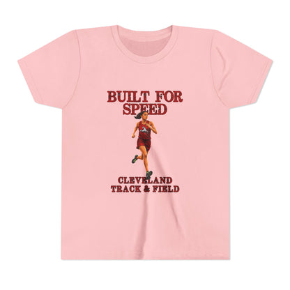 Youth Girls Tee 2 — "Built For Speed" Cleveland Track & Field Running Shirt