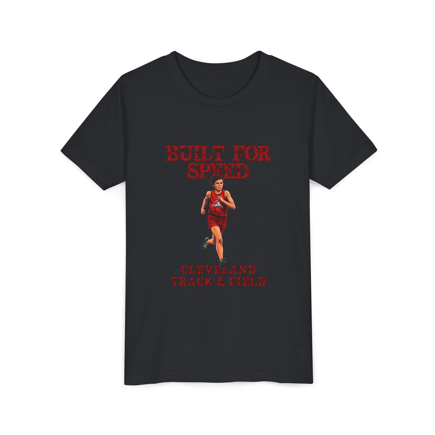 Youth Boys Track Tee 2— "Built for Speed" Cleveland Track & Field Running Shirt