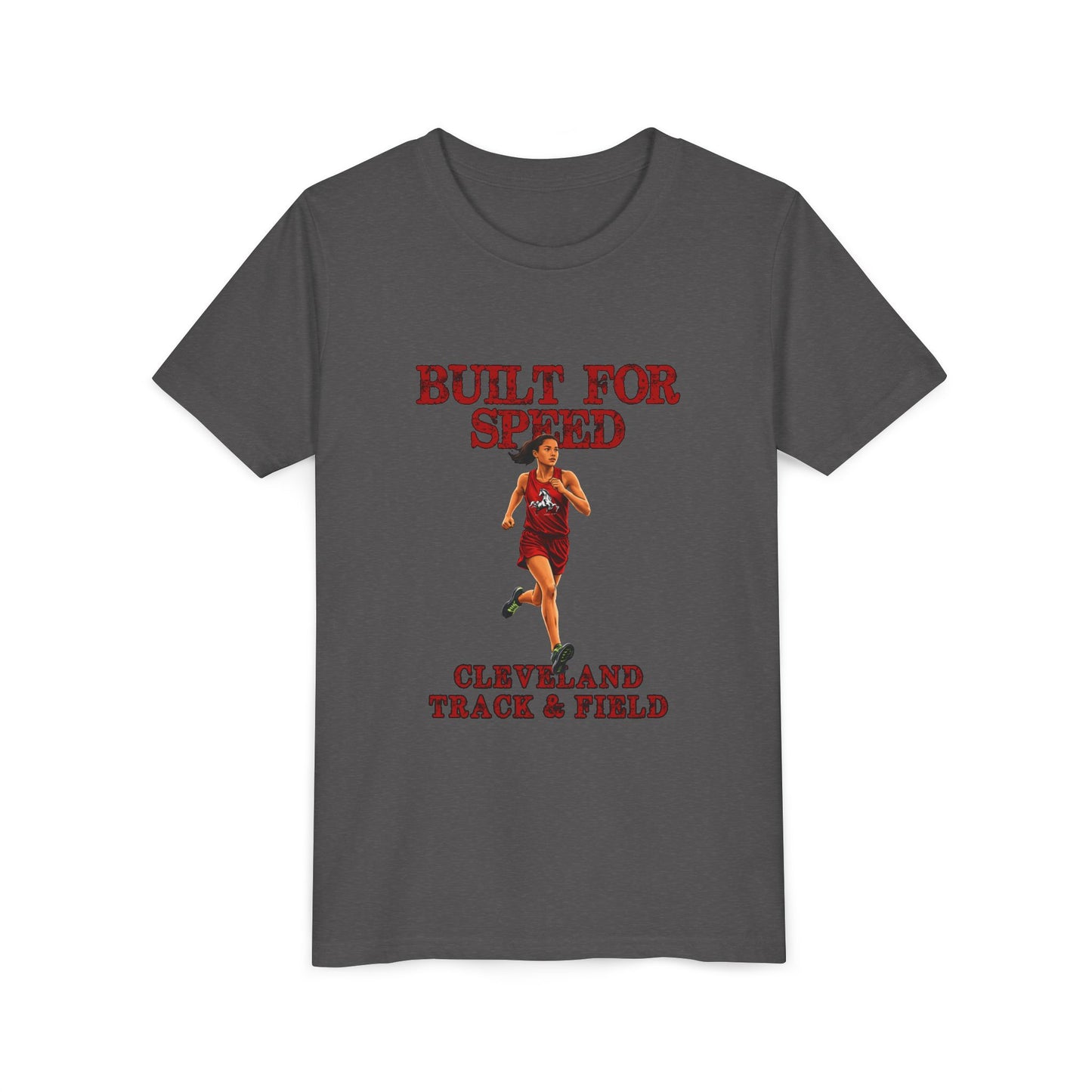 Youth Girls Tee 2 — "Built For Speed" Cleveland Track & Field Running Shirt