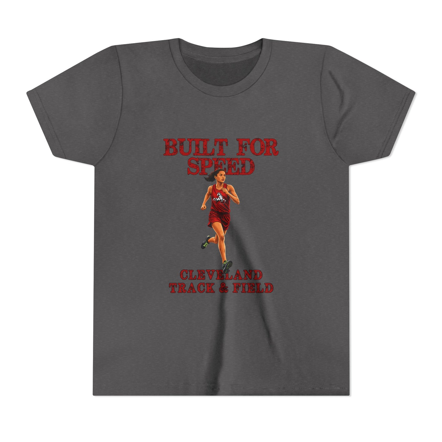 Youth Girls Tee 2 — "Built For Speed" Cleveland Track & Field Running Shirt