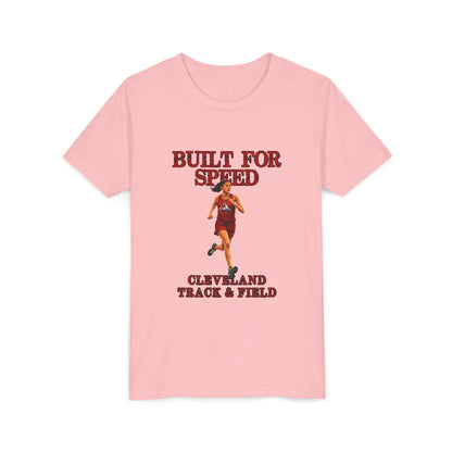 Youth Girls Tee 2 — "Built For Speed" Cleveland Track & Field Running Shirt